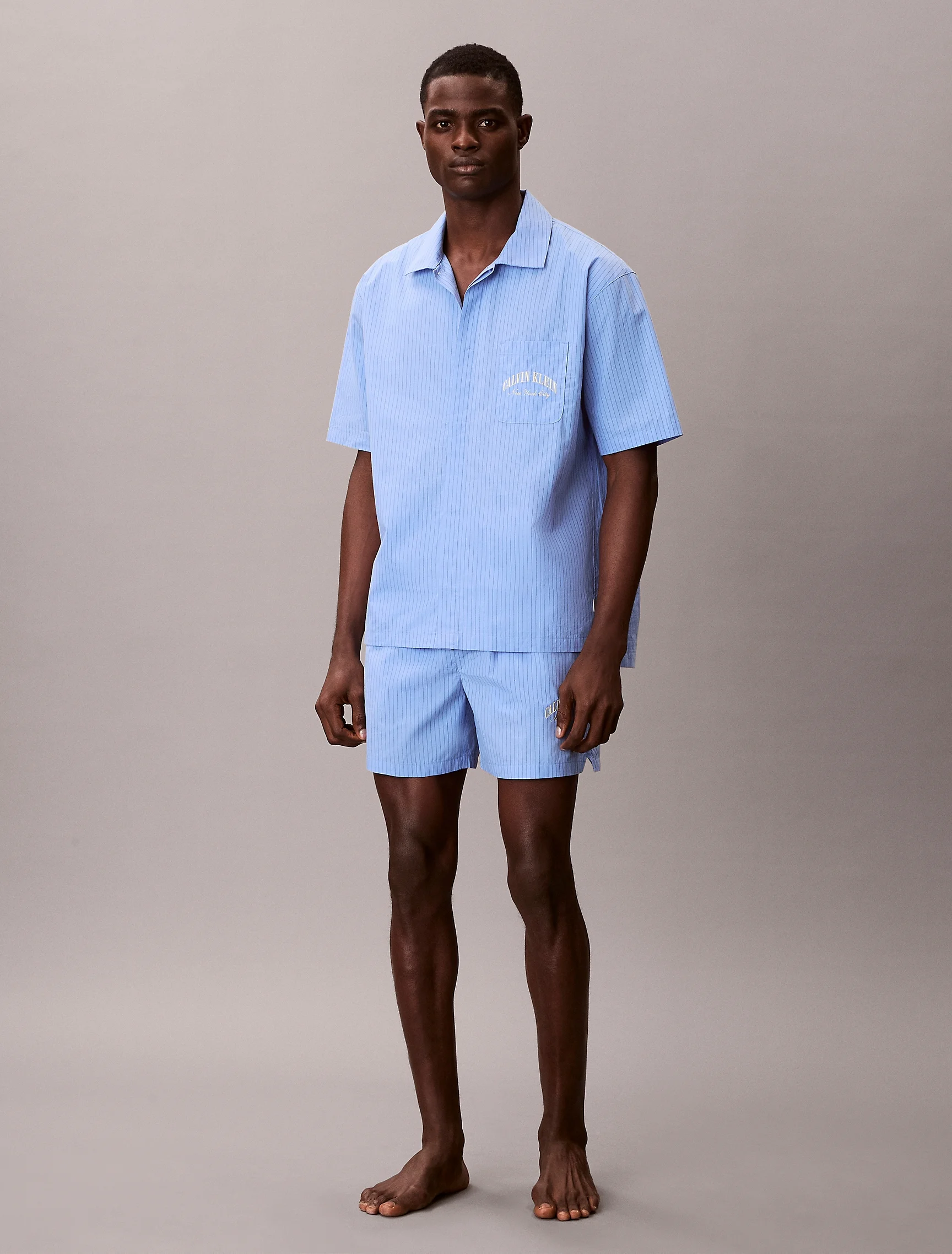 CK UNDERWEAR Áo Ngủ Nam Heritage Crest SS Button Down