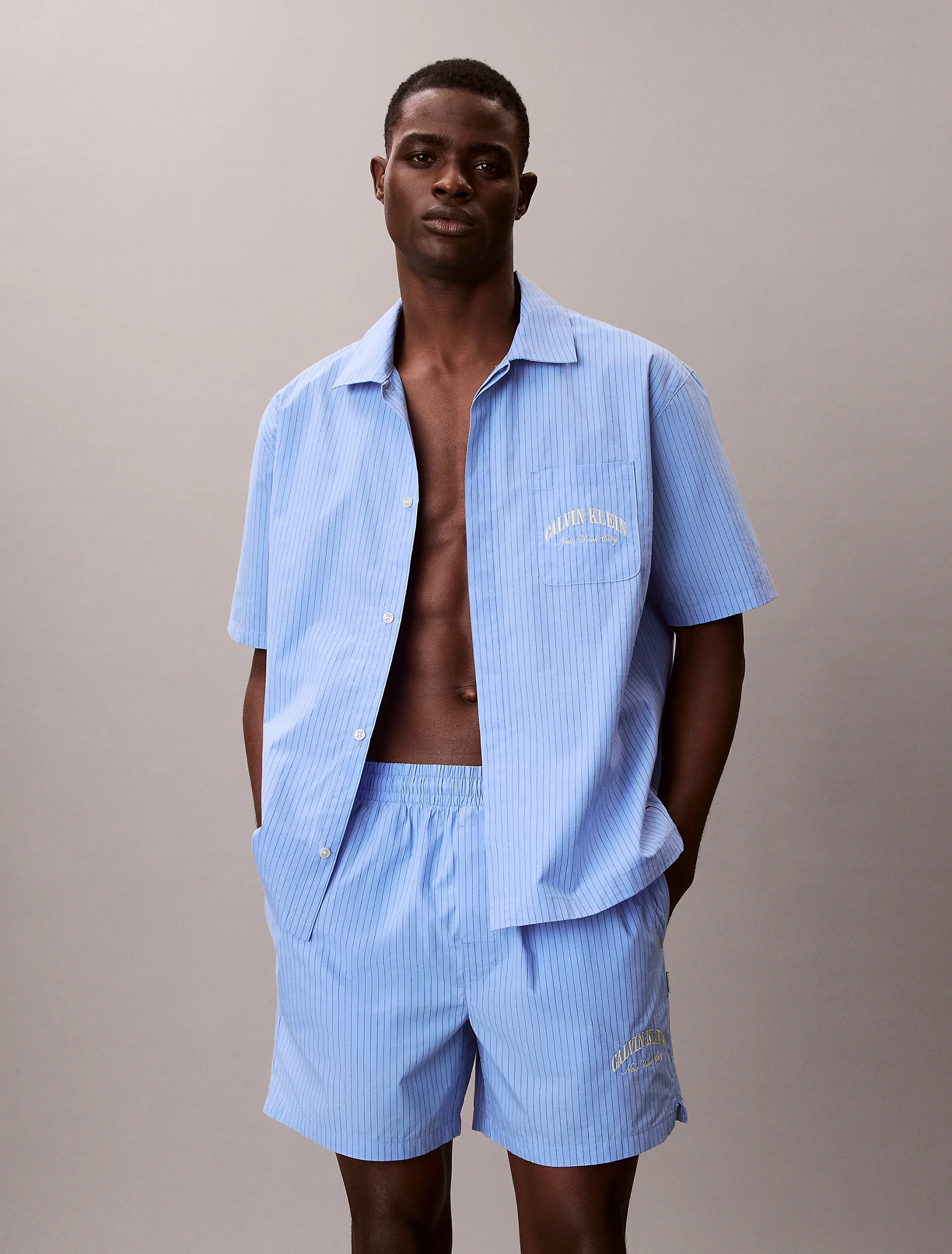 CK UNDERWEAR Áo Ngủ Nam Heritage Crest SS Button Down