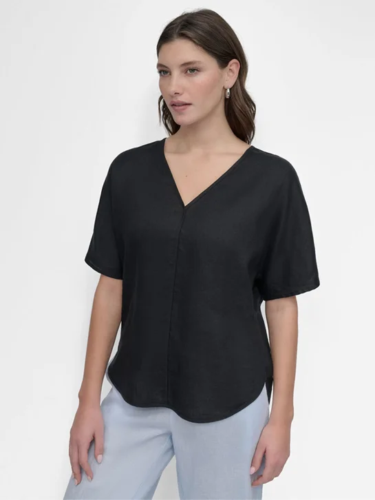 DKNY Áo Sơ Mi Nữ S/S Vneck Top
