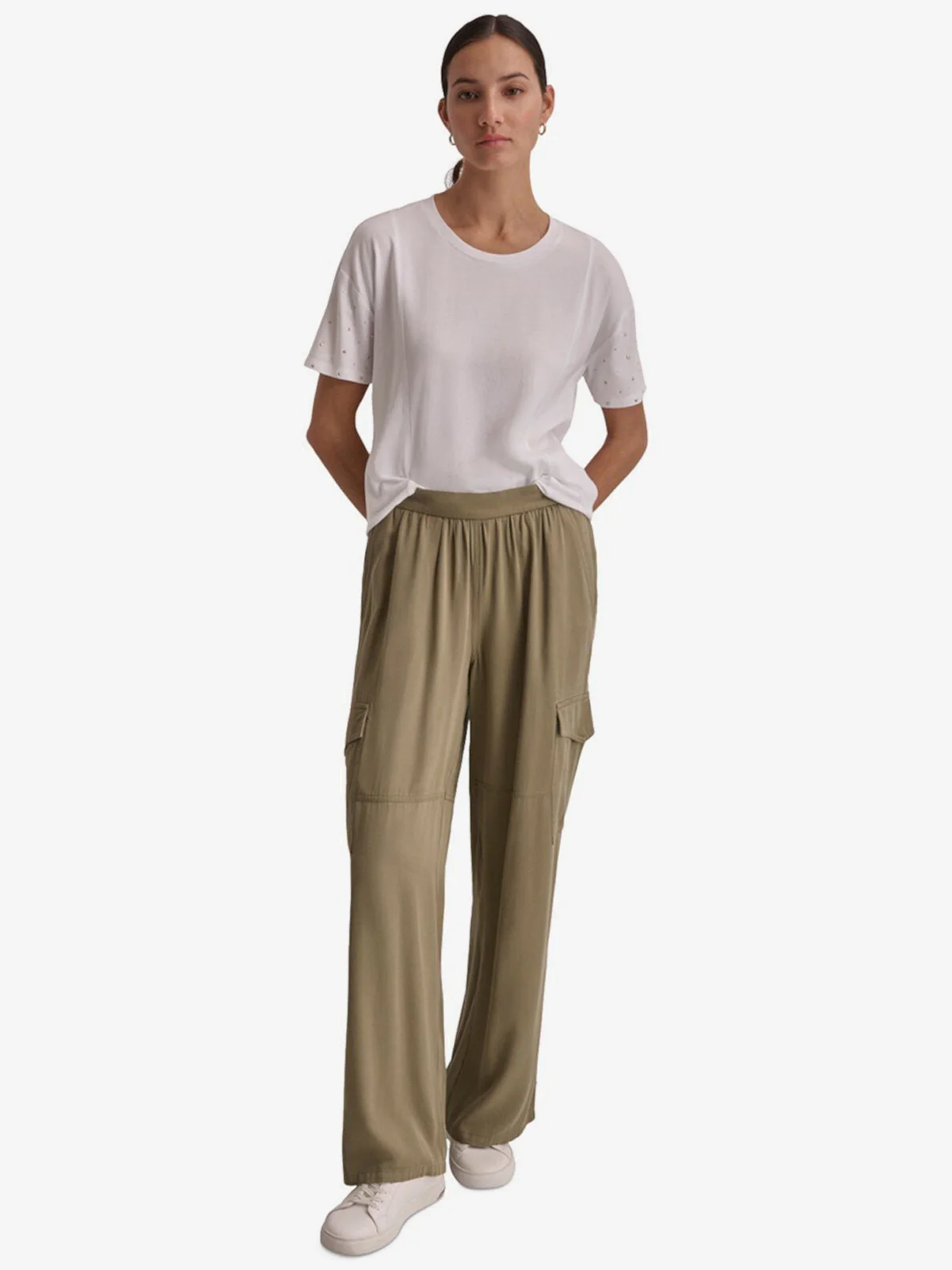 DKNY Áo Kiểu Nữ Dolman Slv Top W/ Rhinstn Detl