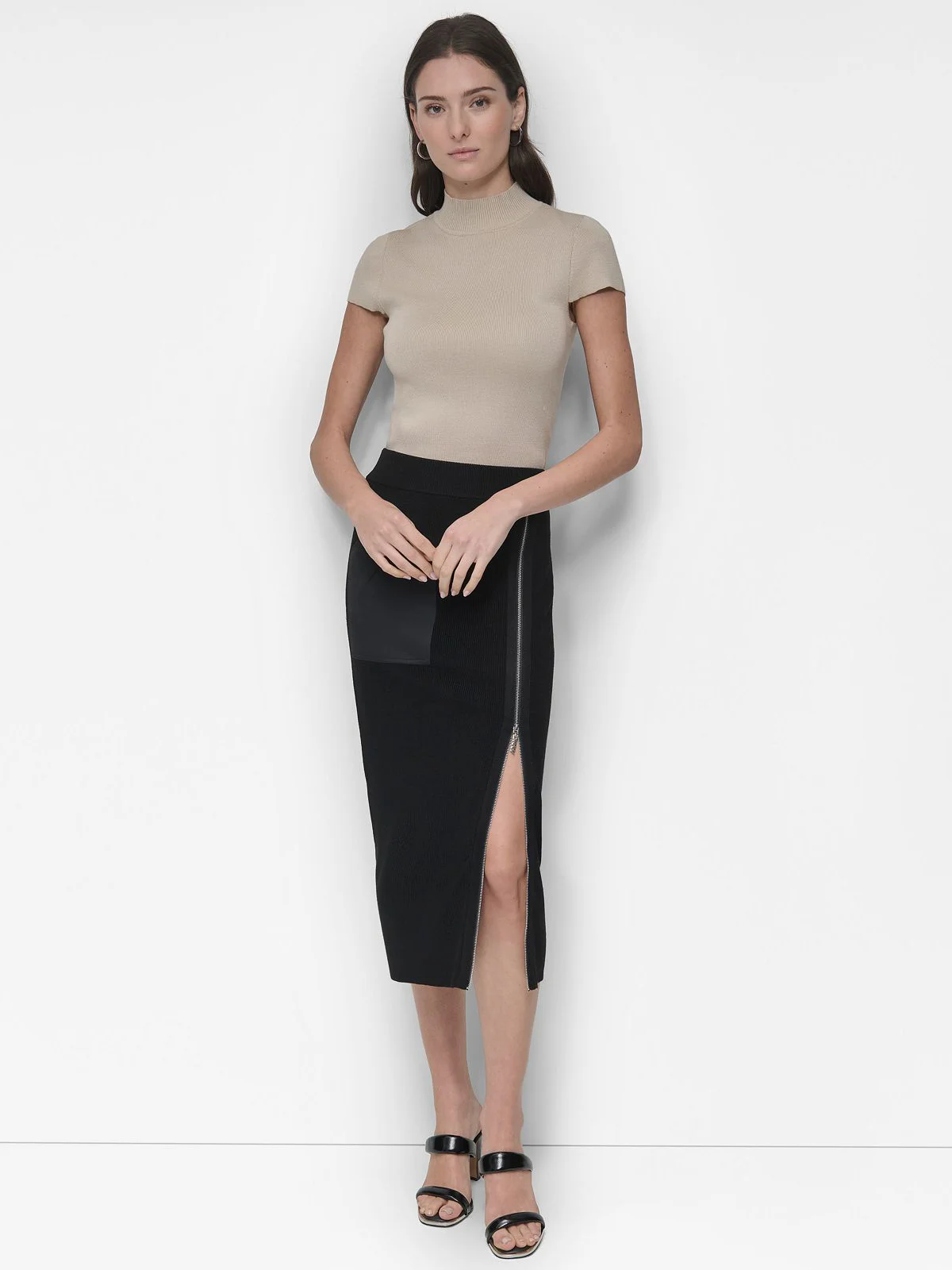 DKNY Chân Váy Nữ Midi Swtr Skrt W/ Zipper Slit