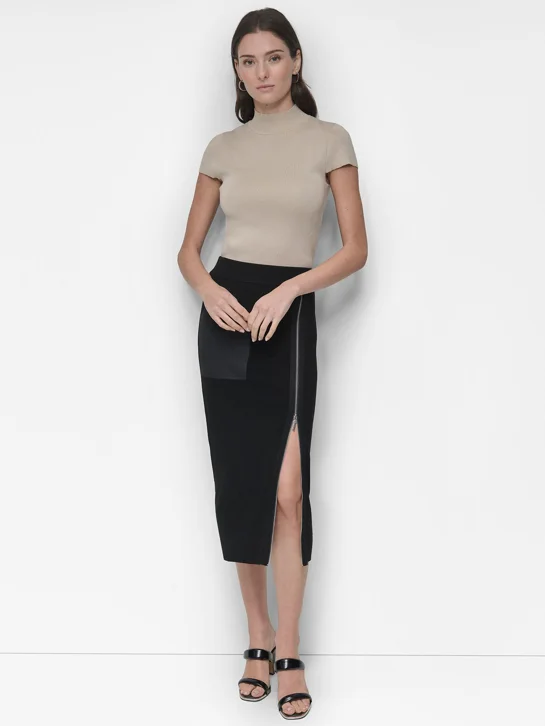 DKNY Chân Váy Nữ Midi Swtr Skrt W/ Zipper Slit
