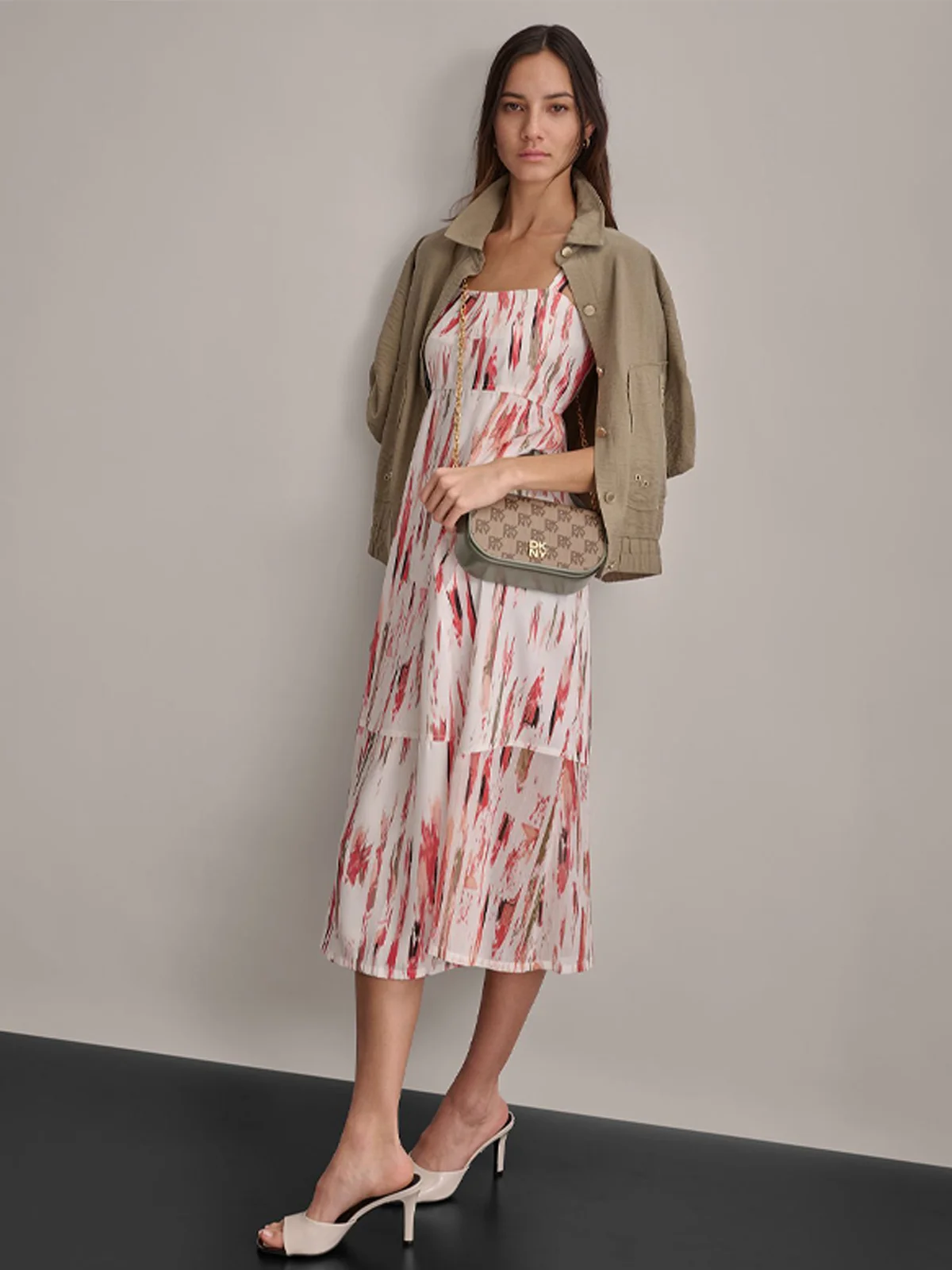 DKNY Đầm Nữ S/L V Nk Prnt Chffn Dress