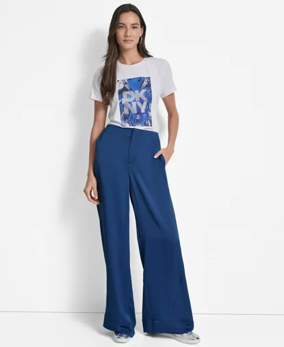 DKNY Quần Dài Nữ Wide Leg Glzd Drssng Pant