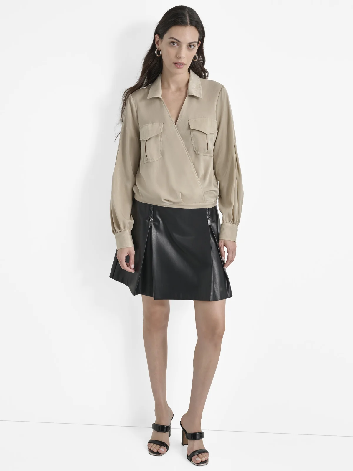 DKNY Áo Sơ Mi Nữ L/S Wrap Shirt W/Car