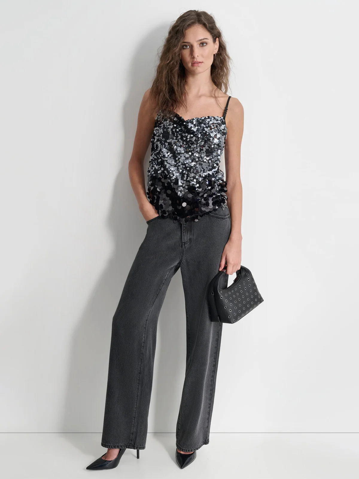 DKNY Áo Kiểu Nữ S/L Multi Scale Sequin Cami