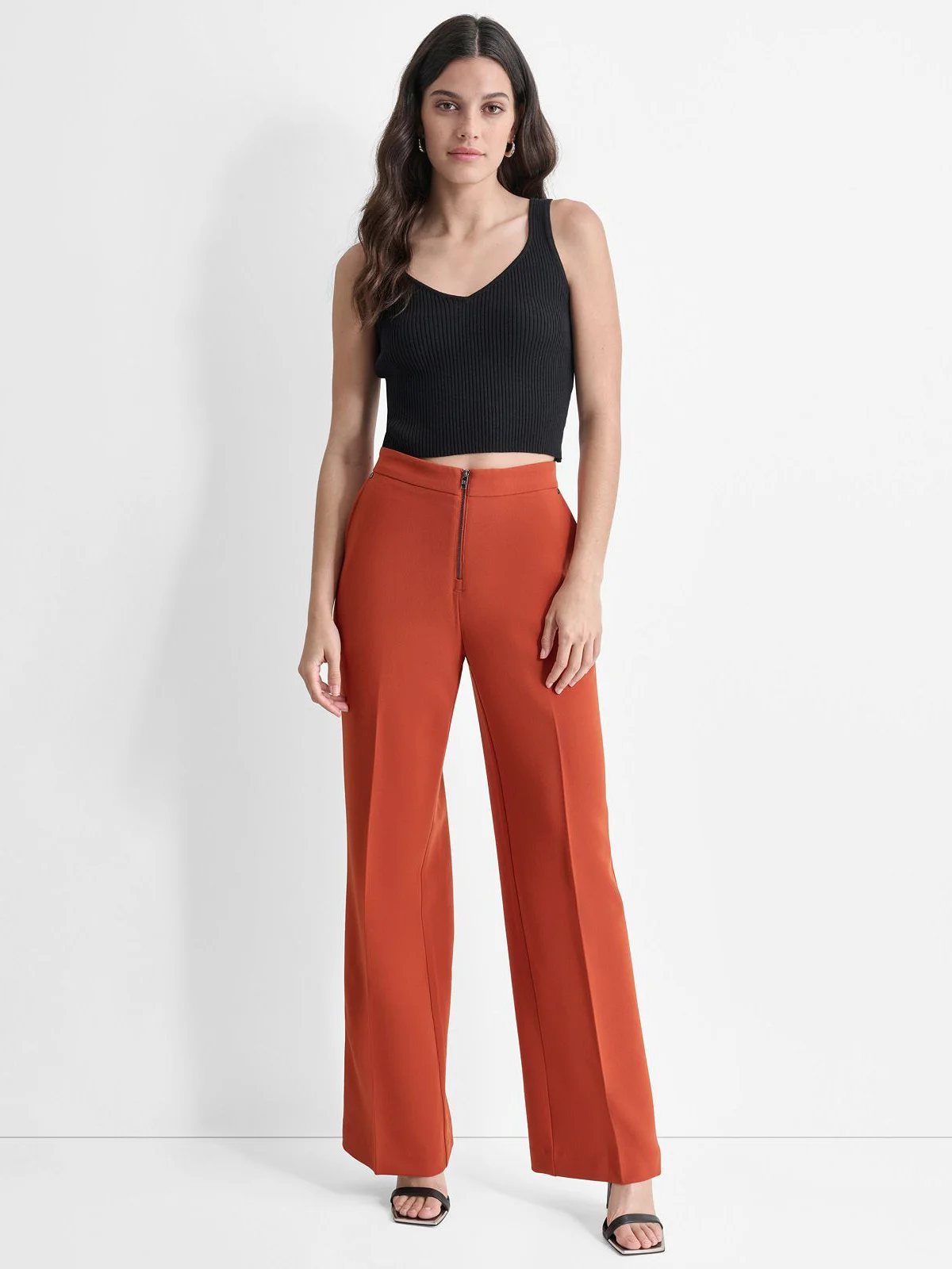 DKNY Quần Dài Nữ Double Weave Wide Leg Pant