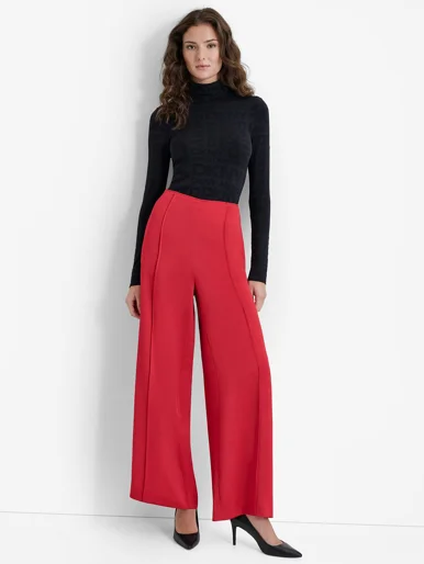 DKNY Quần Dài Nữ Wide Leg Pin Tuck Trouser