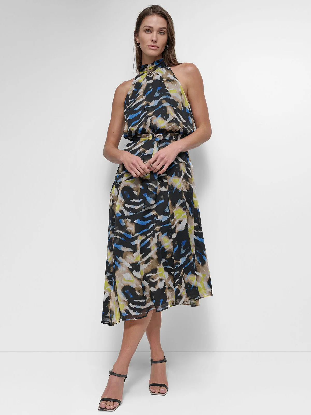 DKNY Đầm Nữ S/L Halter Chiffon Dress