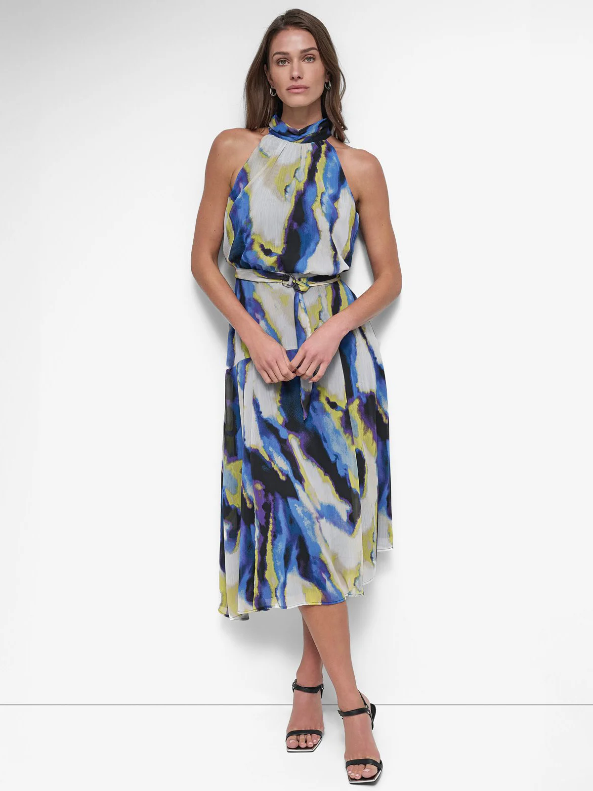 DKNY Đầm Nữ S/L Halter Chiffon Dress
