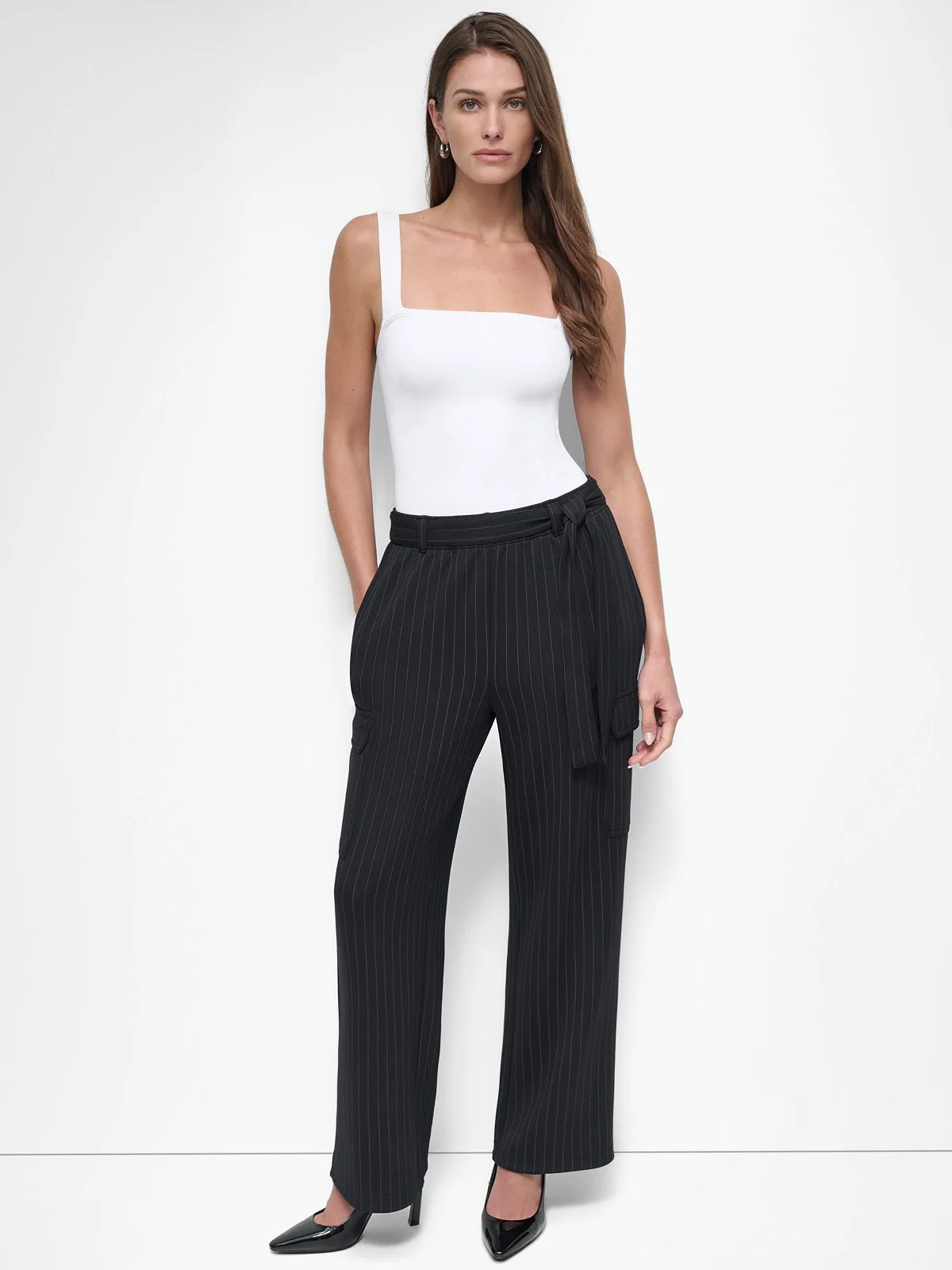 DKNY Quần Dài Nữ Cupro Stripe Wide Leg Pant