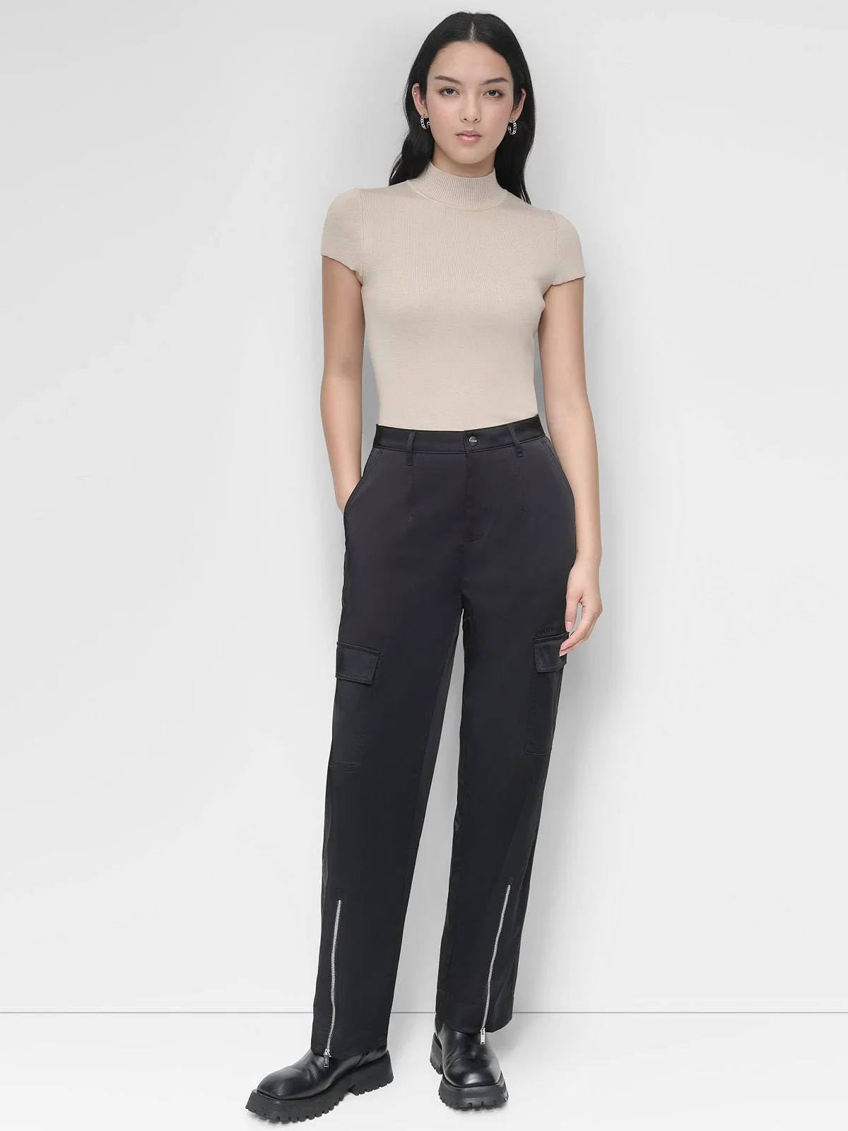 DKNY Quần Dài Nữ Sateen Cargo Pant W/Zipper Dtl
