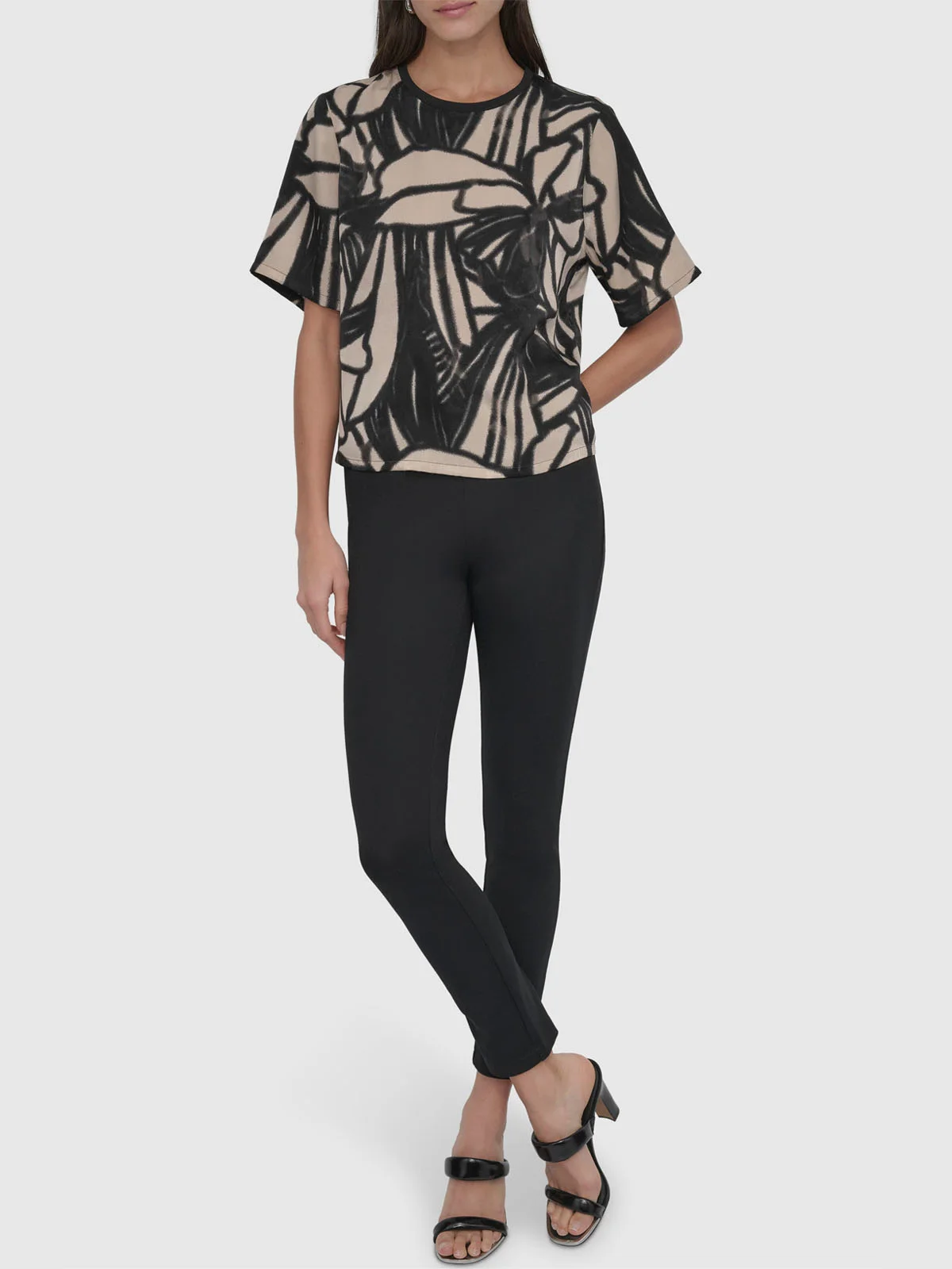 DKNY Áo Kiểu Nữ S/S Crew Nk Scarf Twill Top
