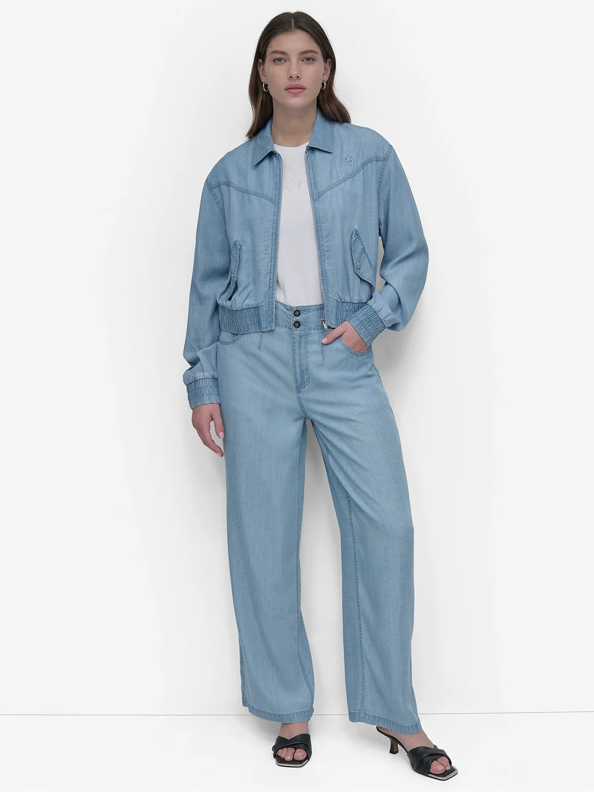 DKNY Áo Khoác Nữ L/S Zip Front Tencel Bomber