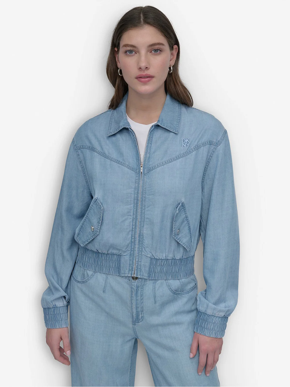 DKNY Áo Khoác Nữ L/S Zip Front Tencel Bomber