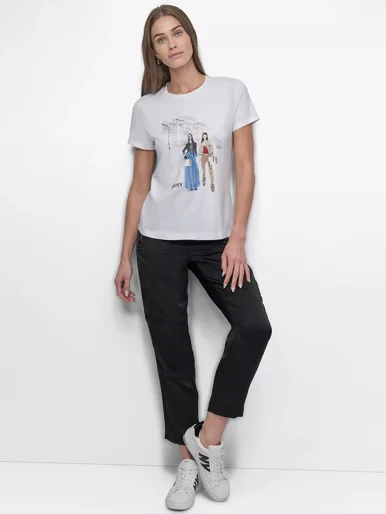DKNY Áo Thun Nữ S/S Met Conversational Tshirt