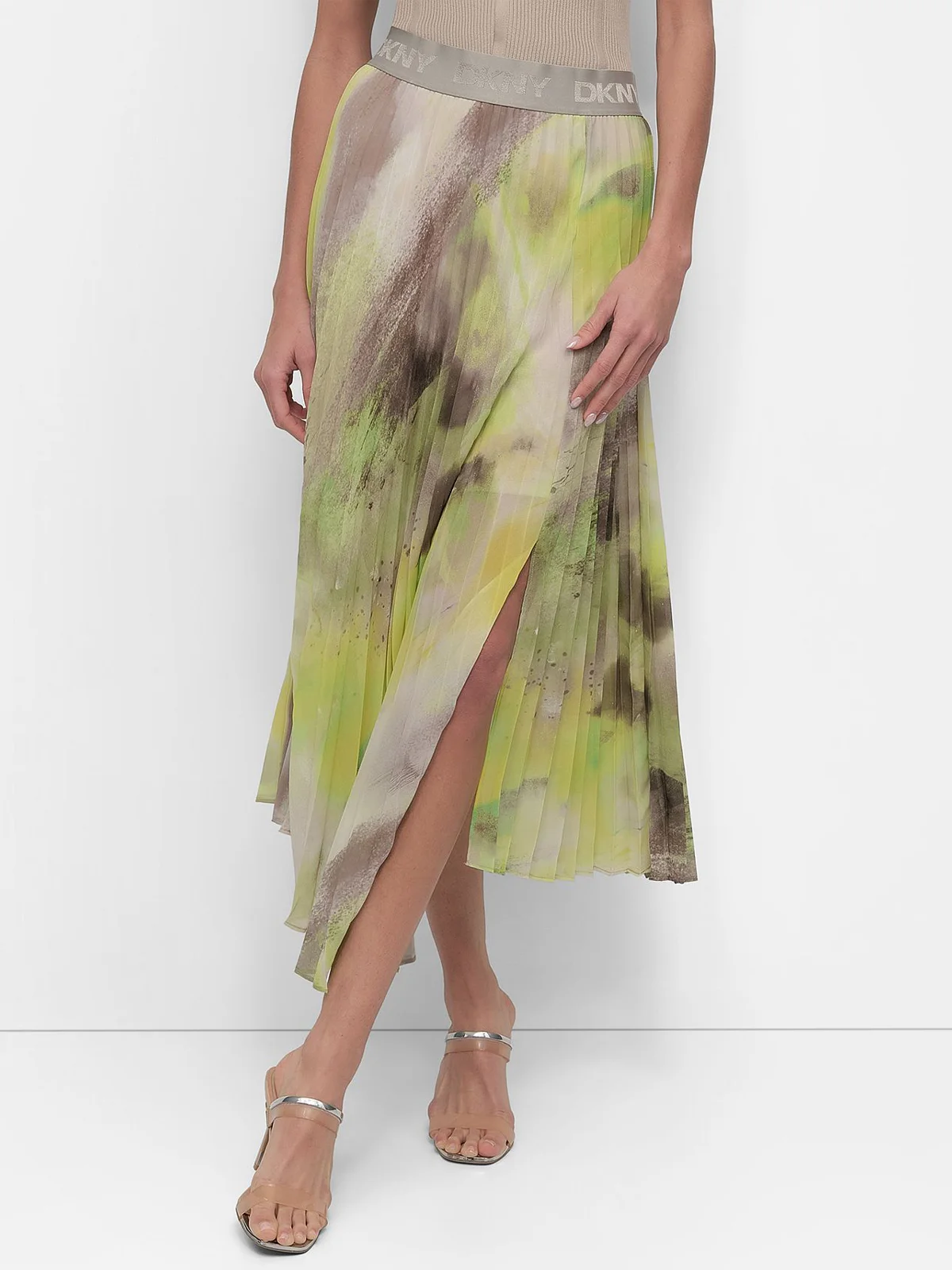 DKNY Chân Váy Nữ Asym Print Pltd Midi Skrt