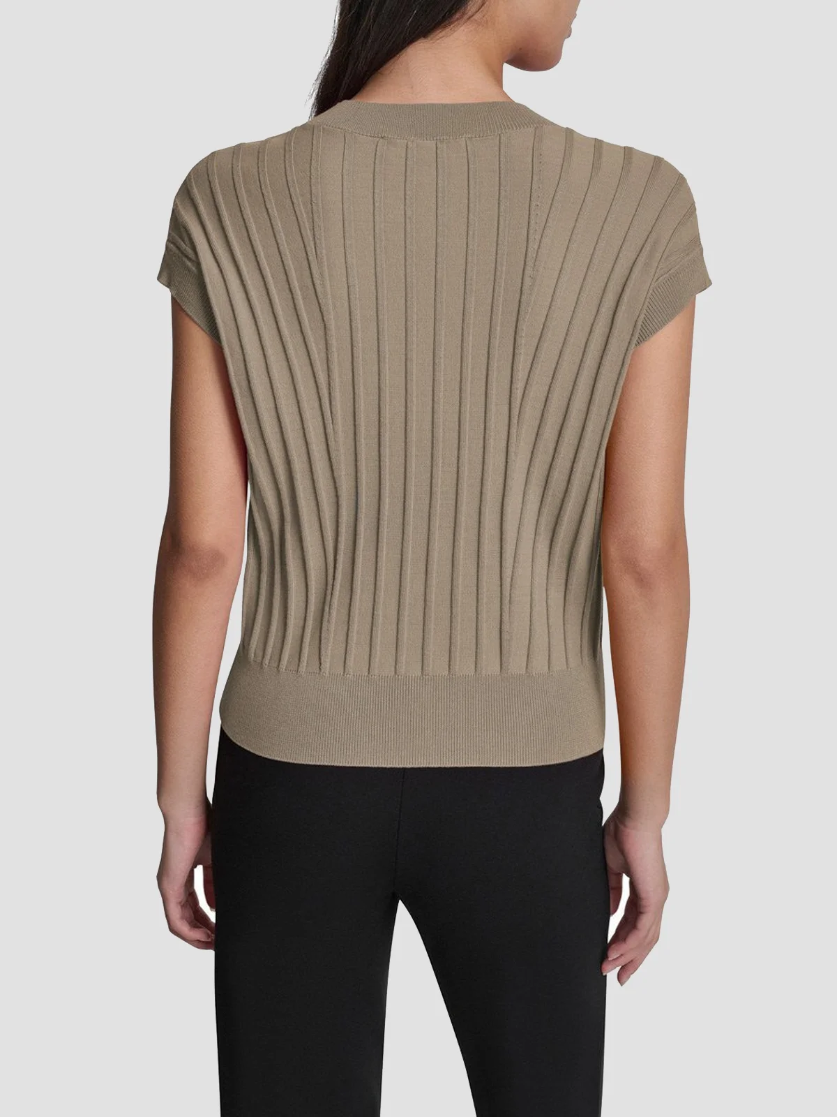 DKNY Áo Len Nữ S/L Rib V Neck Swtr