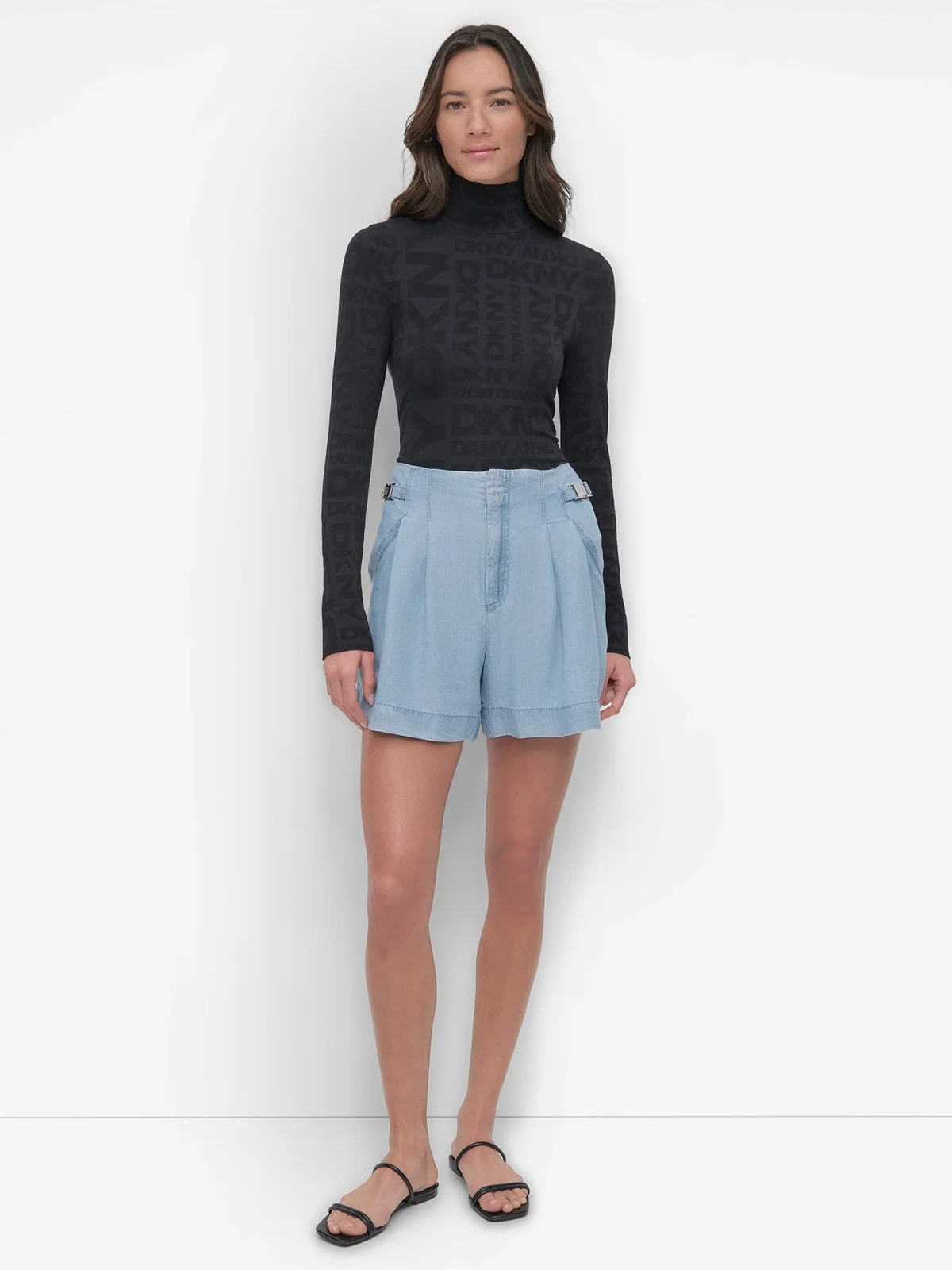 DKNY Quần Ngắn Nữ Pltd Tencel Short W/Logo Hrdwr