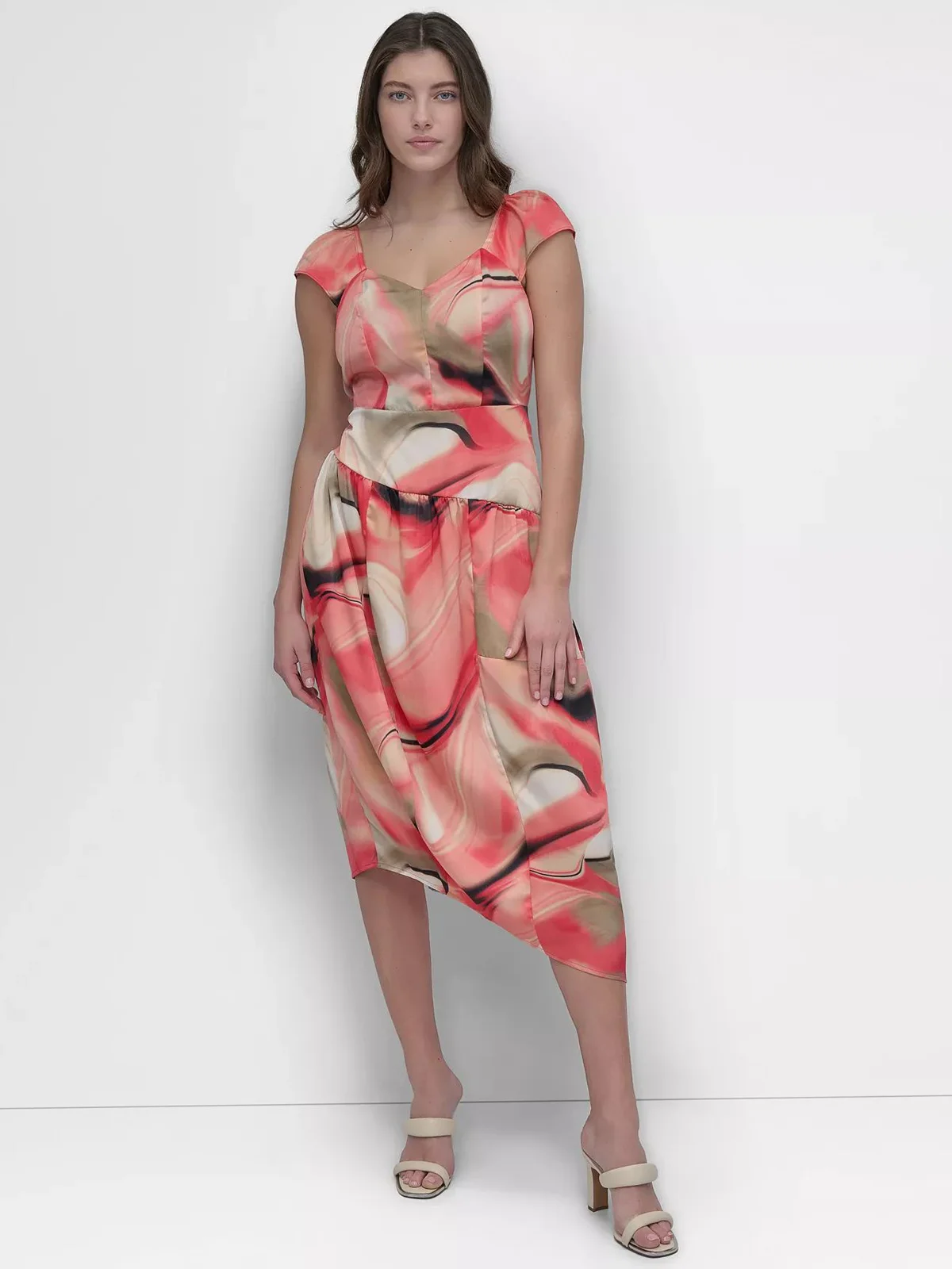 DKNY Đầm Nữ S/L Prntd Satin Dress