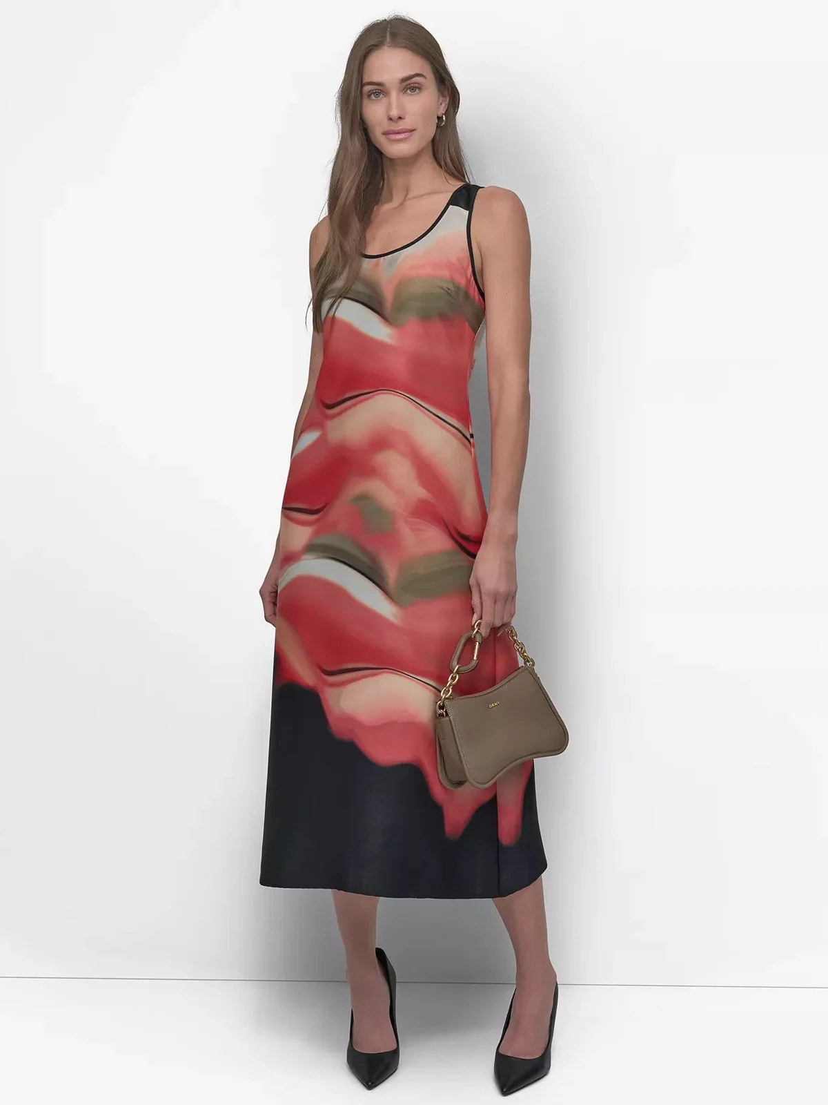 DKNY Đầm Nữ S/L Border Print Shift Dress