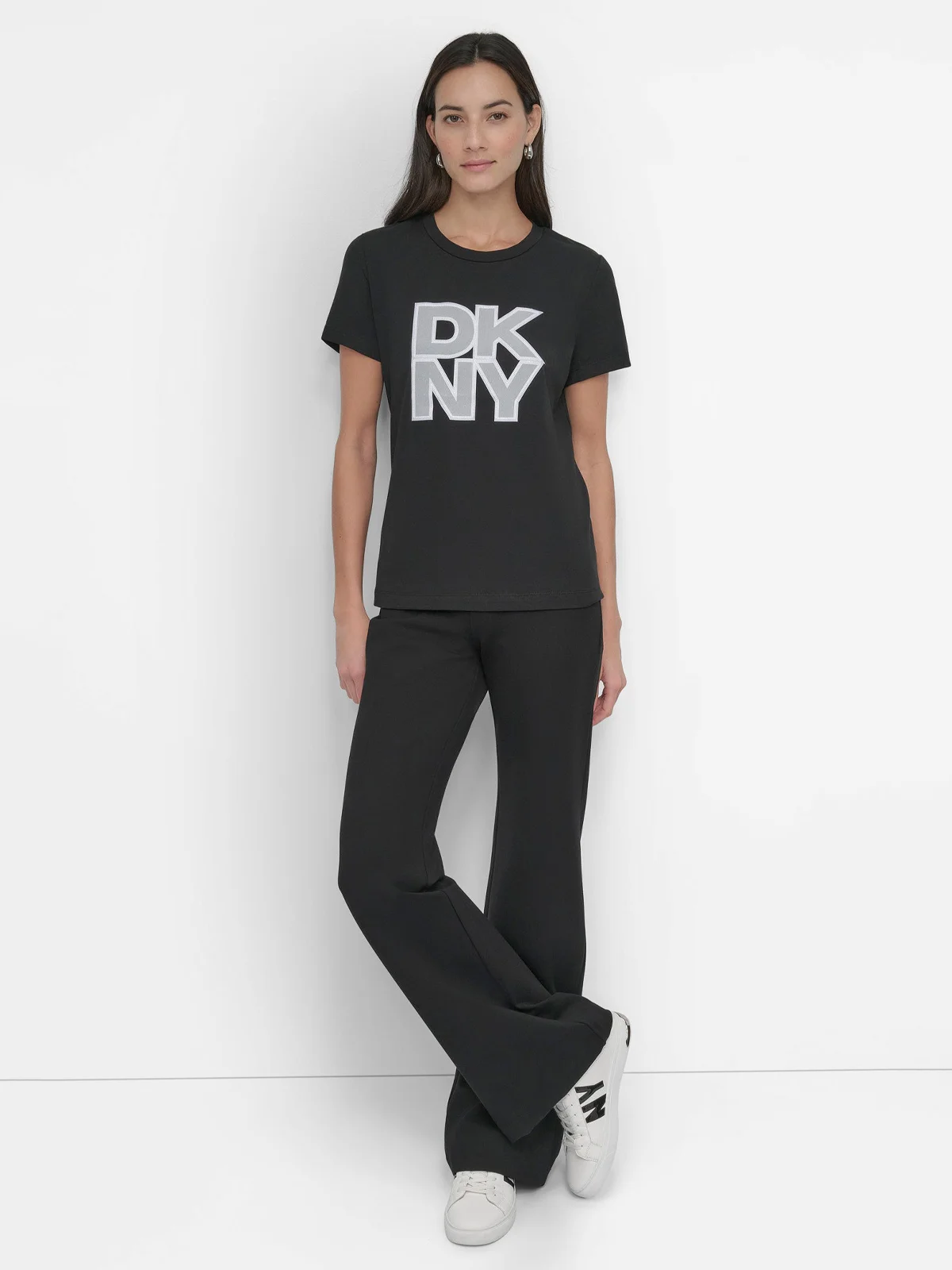 DKNY Áo Thun Nữ S/S Mesh Overlay Logo Tshirt