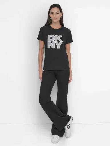 DKNY Áo Thun Nữ S/S Mesh Overlay Logo Tshirt