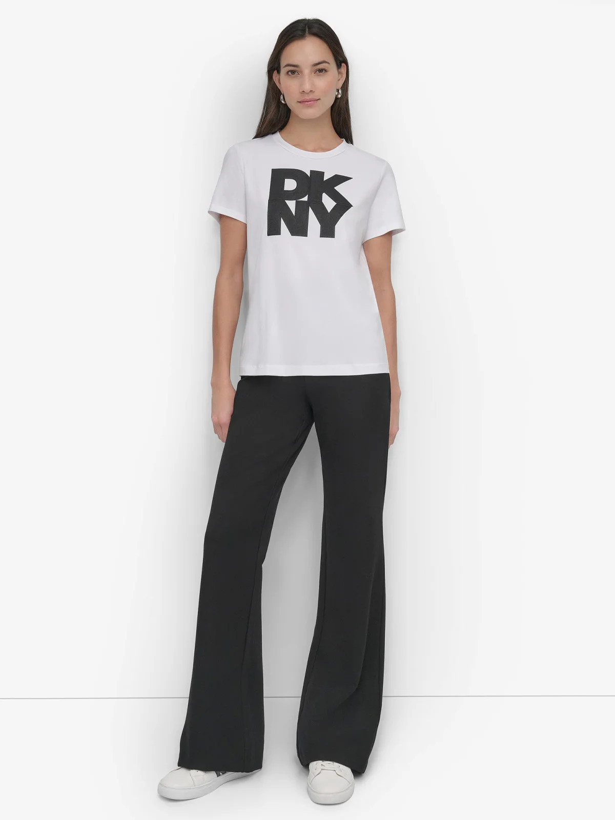 DKNY Áo Thun Nữ S/S Mesh Overlay Logo Tshirt
