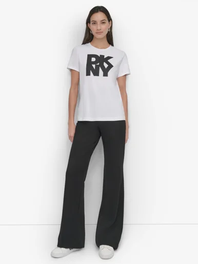 DKNY Áo Thun Nữ S/S Mesh Overlay Logo Tshirt