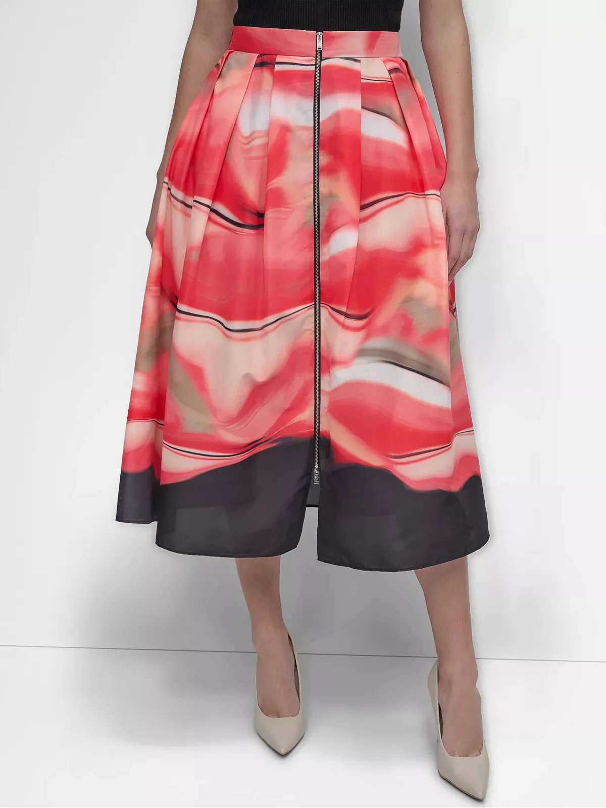 DKNY Chân Váy Nữ Front Zip Border Print Skrt
