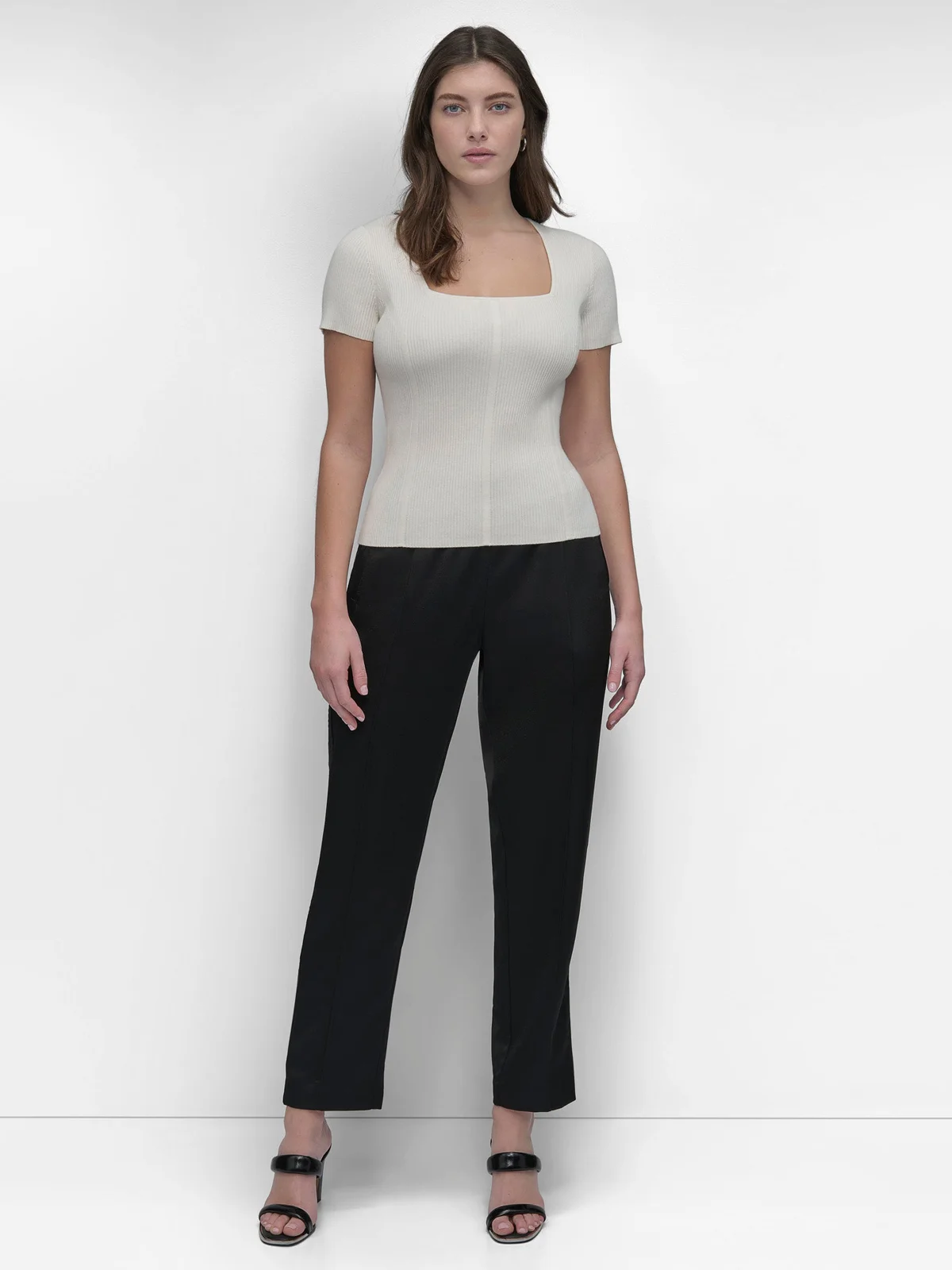 DKNY Áo Len Nữ Cap Slv Square Neck Swtr