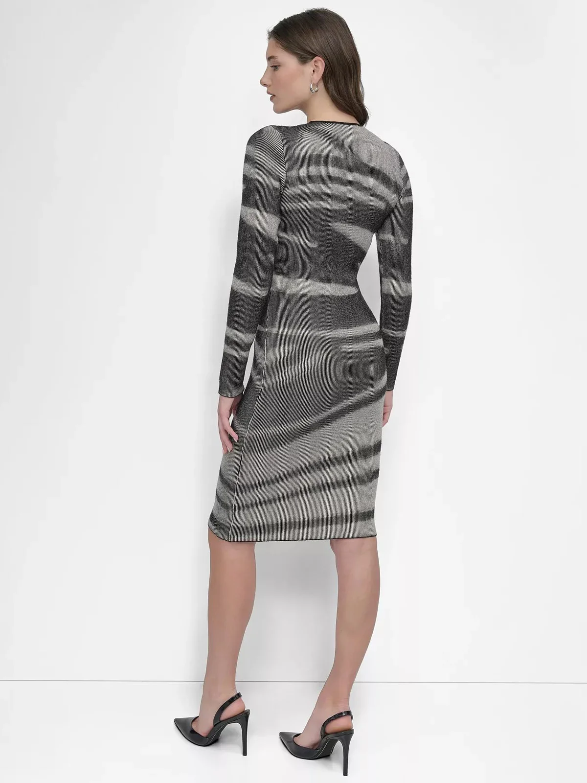 DKNY Đầm Nữ L/S Print Zip Front Swtr Dress