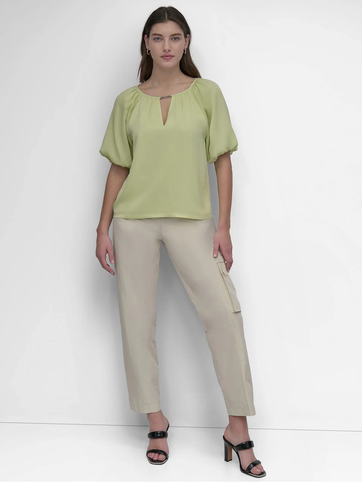 DKNY Áo Kiểu Nữ Puff Slv Top W Logo Dtl