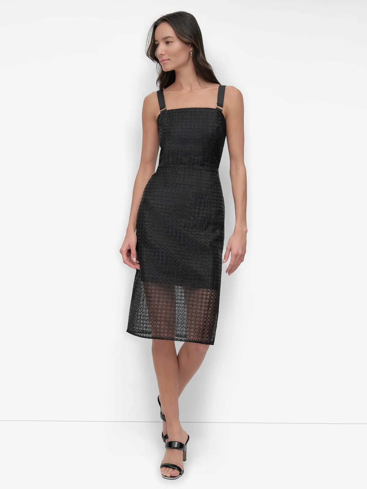 DKNY Đầm Nữ S/L Crcl Orgnza Eyelet Dress