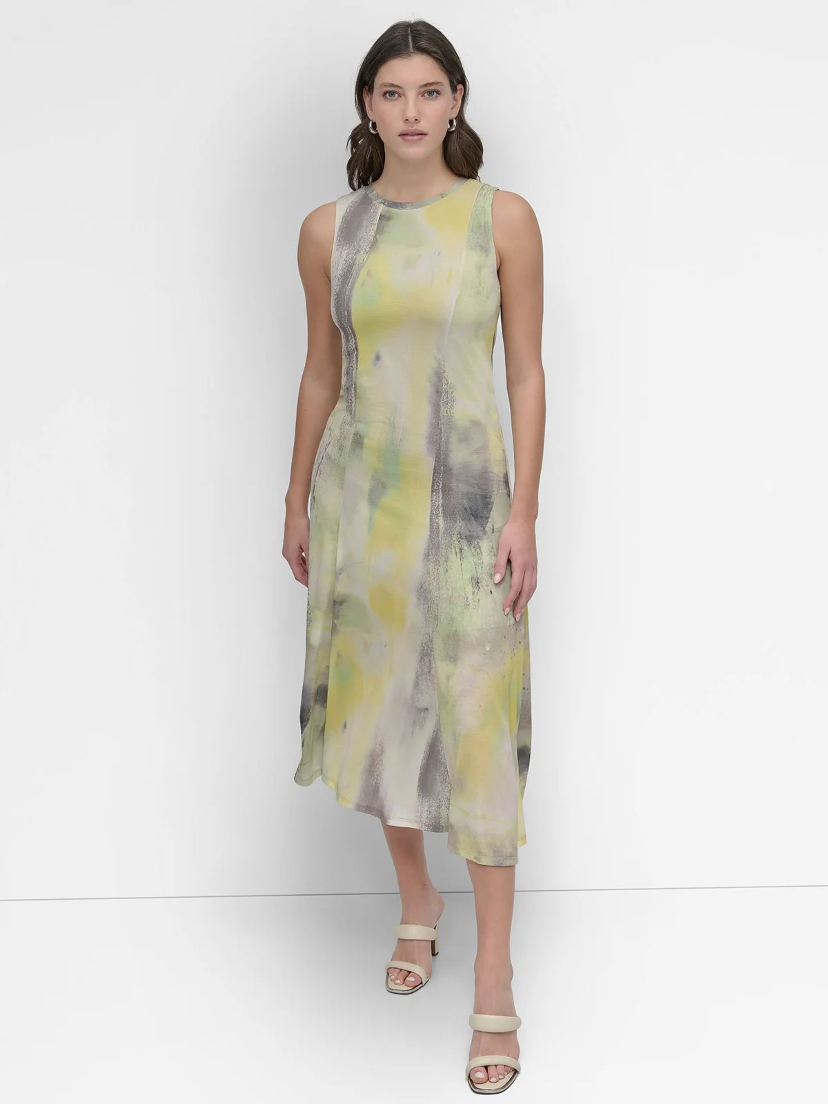 DKNY Đầm Nữ S/L Printed Slub Jersey Dress