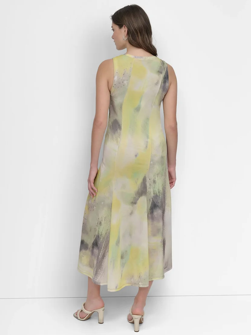 DKNY Đầm Nữ S/L Printed Slub Jersey Dress