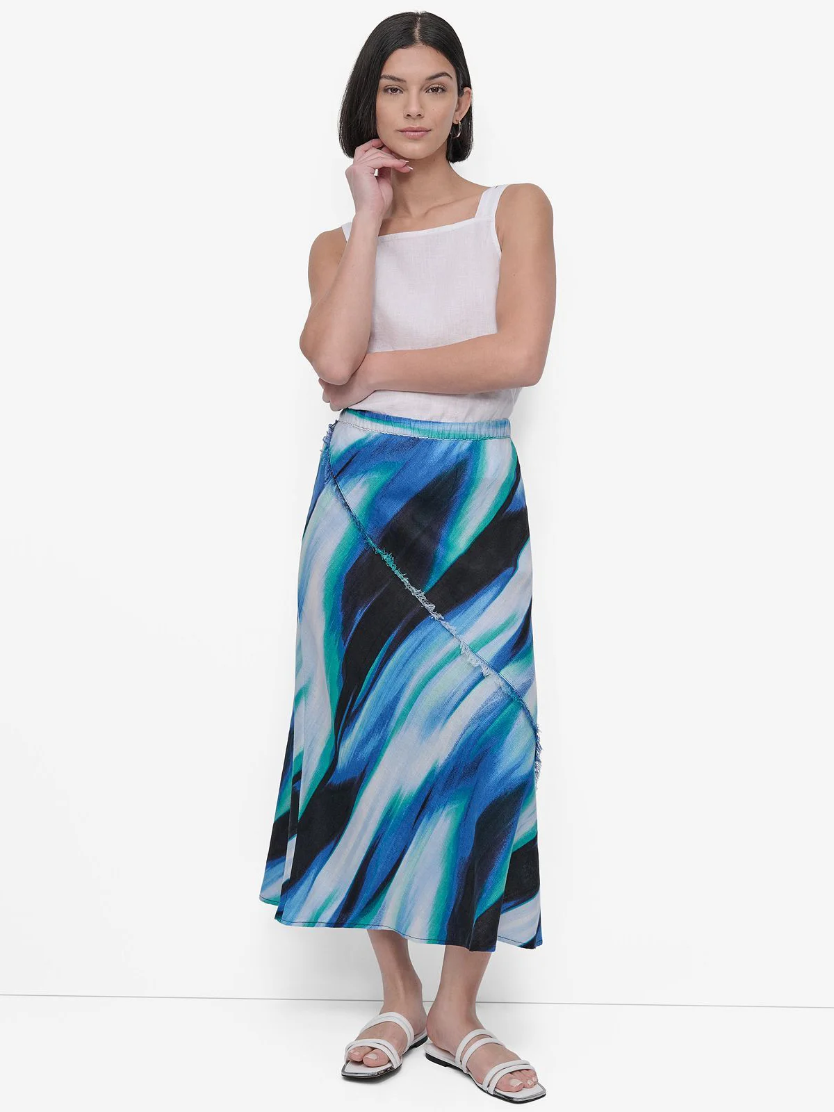 DKNY Chân Váy Nữ Printed Linen Skirt