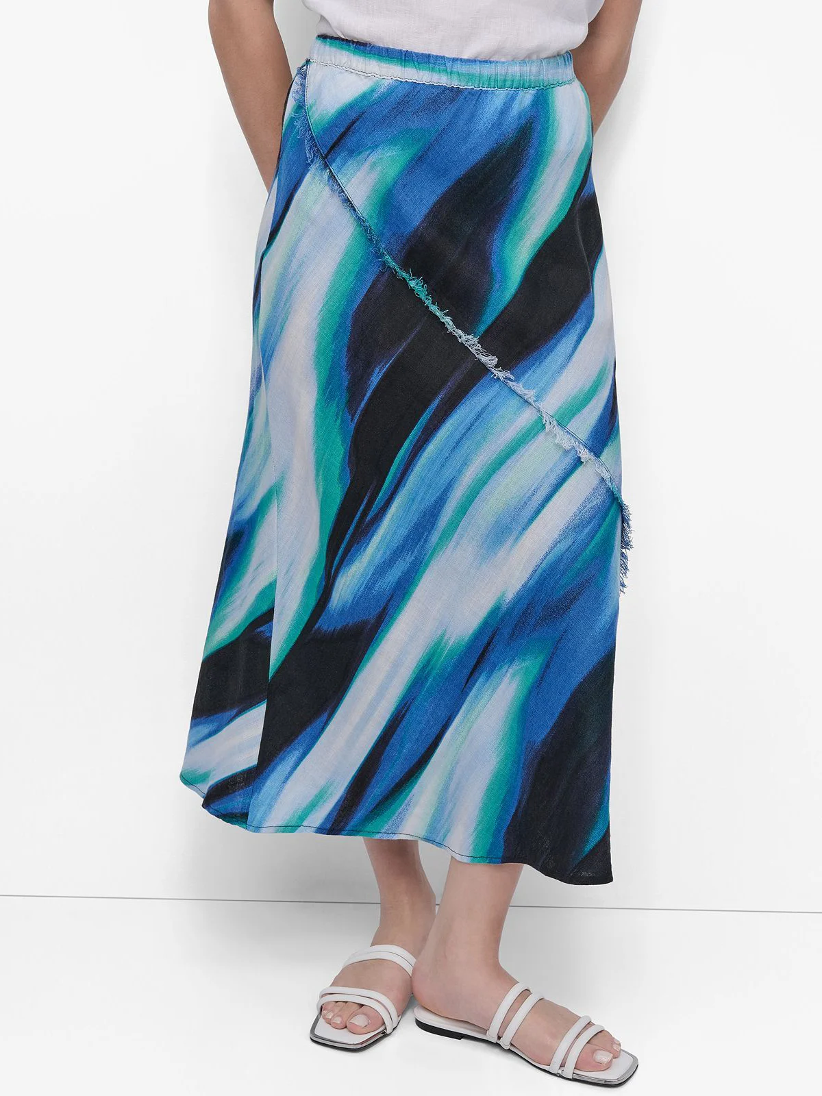 DKNY Chân Váy Nữ Printed Linen Skirt