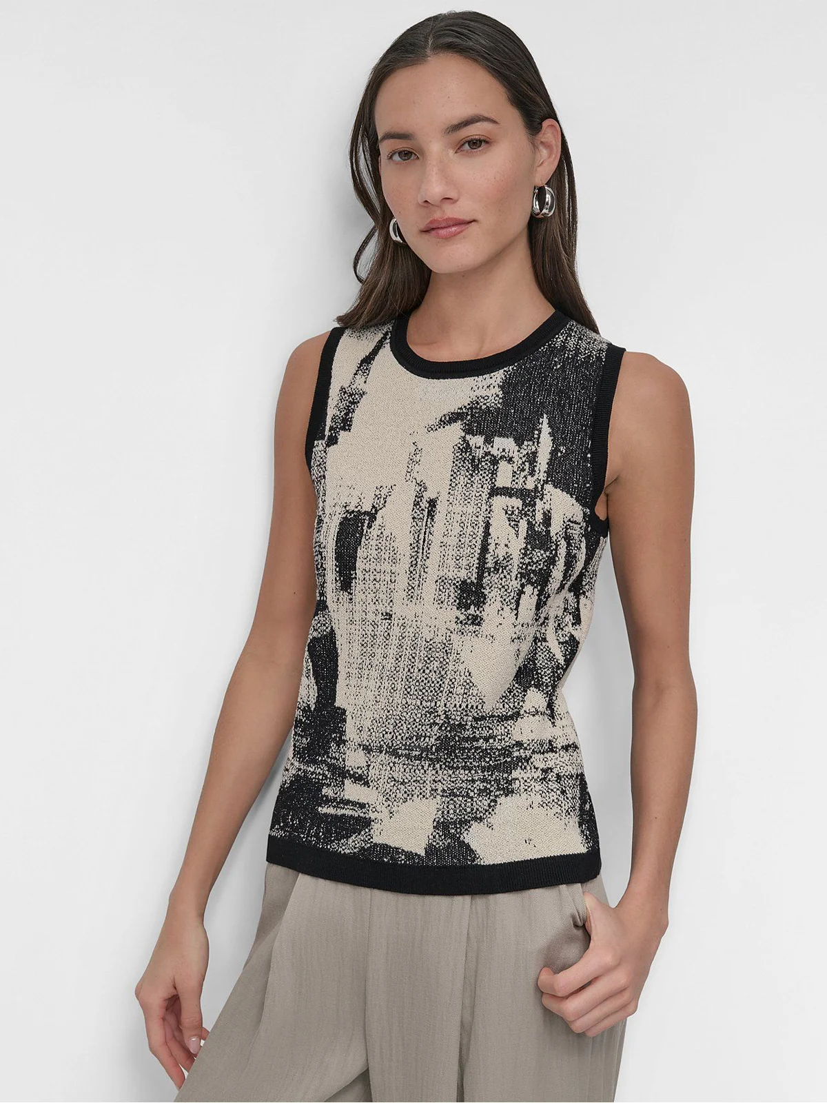 DKNY Áo Len Nữ S/L Boucle Printed Sweater