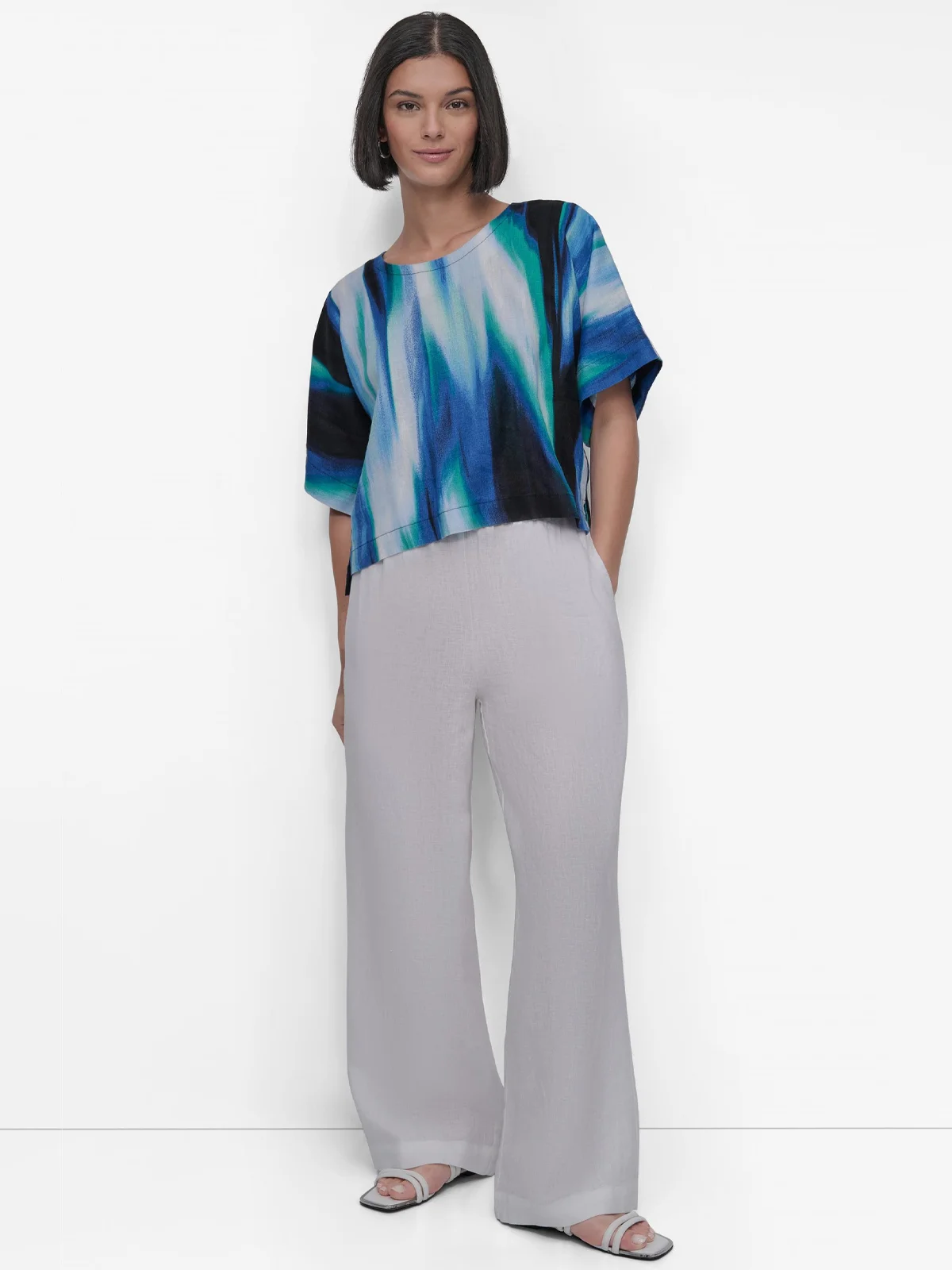 DKNY Áo Kiểu Nữ Drop Shoulder Crop Box Blouse