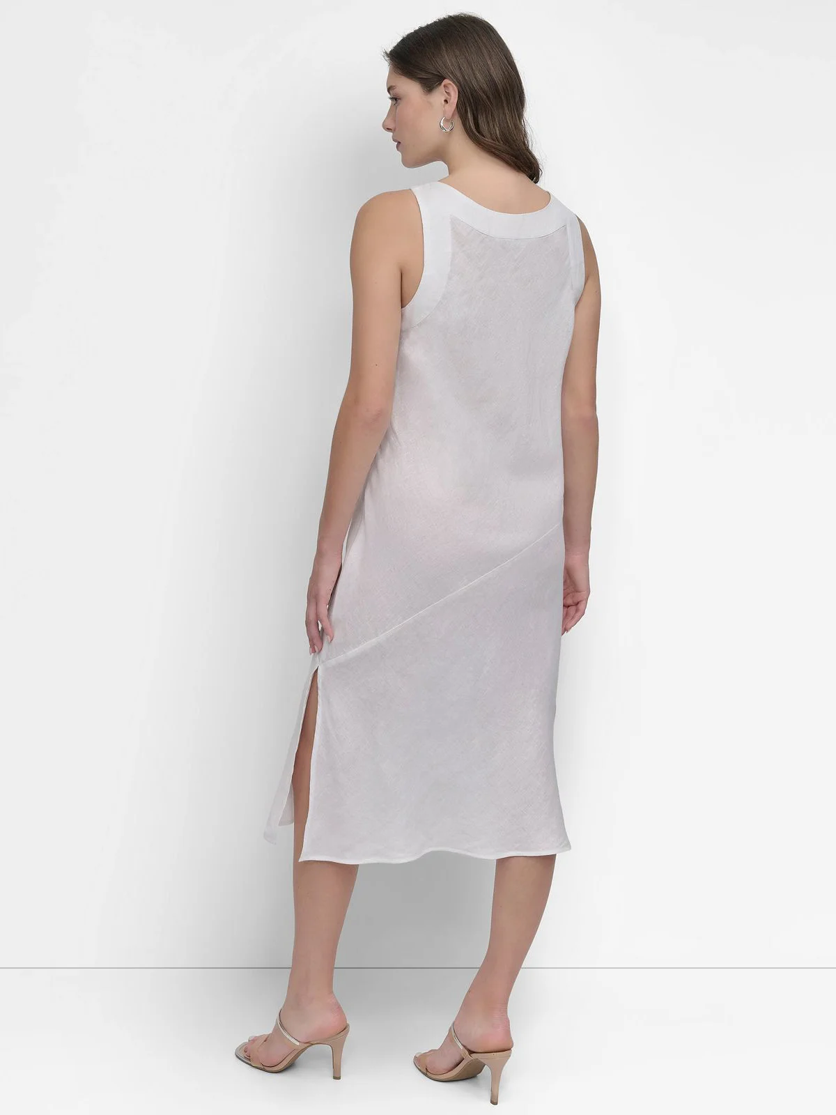 DKNY Đầm Nữ S/L V Nk Panel Linen