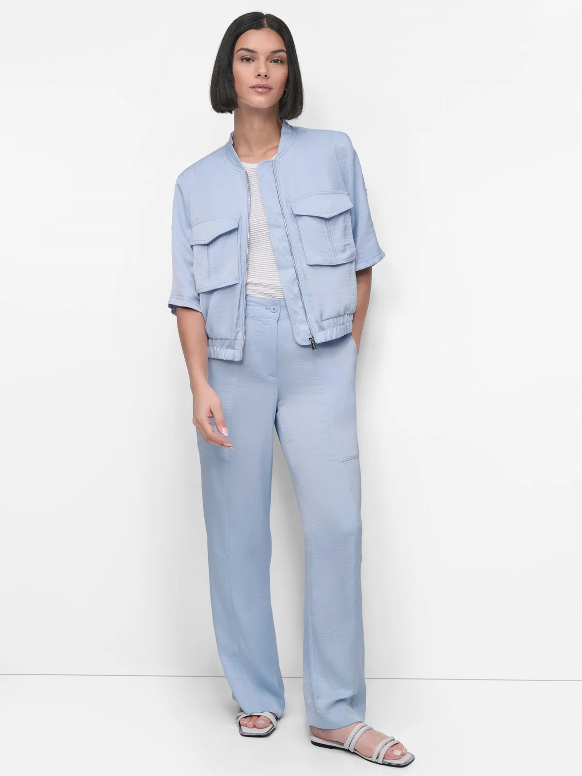 DKNY Áo Khoác Nữ S/S Roll Tab Zip Frnt Jacket