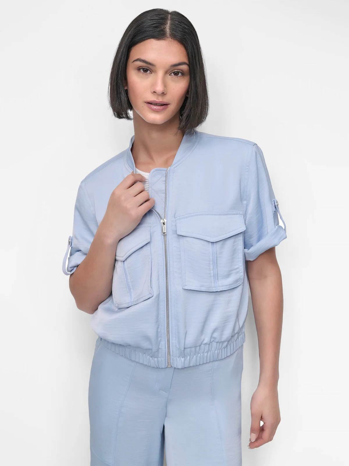 DKNY Áo Khoác Nữ S/S Roll Tab Zip Frnt Jacket