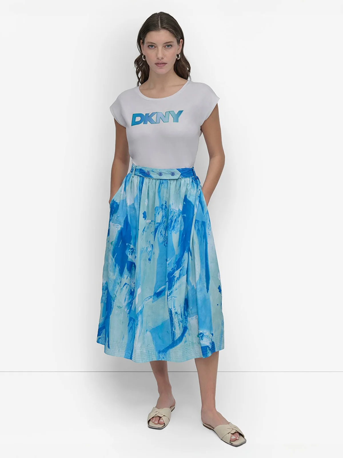DKNY Áo Thun Nữ S/S Boat Nk Raisd Logo T