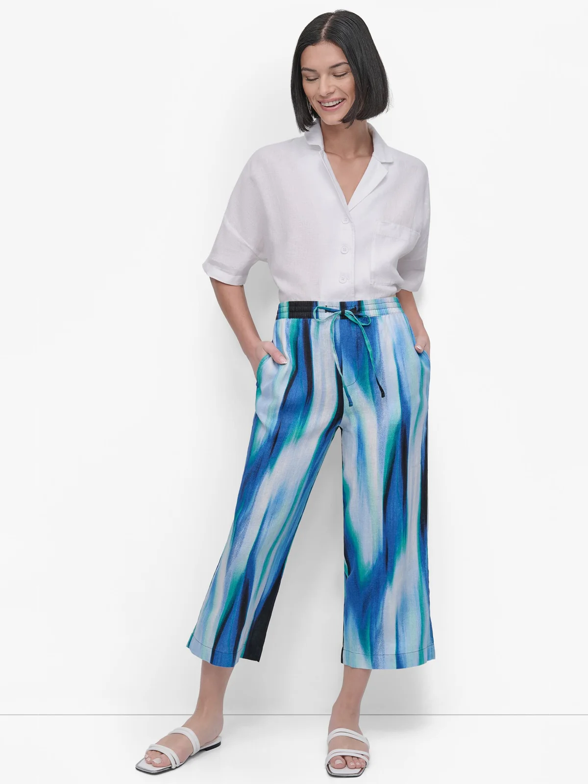 DKNY Quần Dài Nữ Printed Linen Pull On Pant