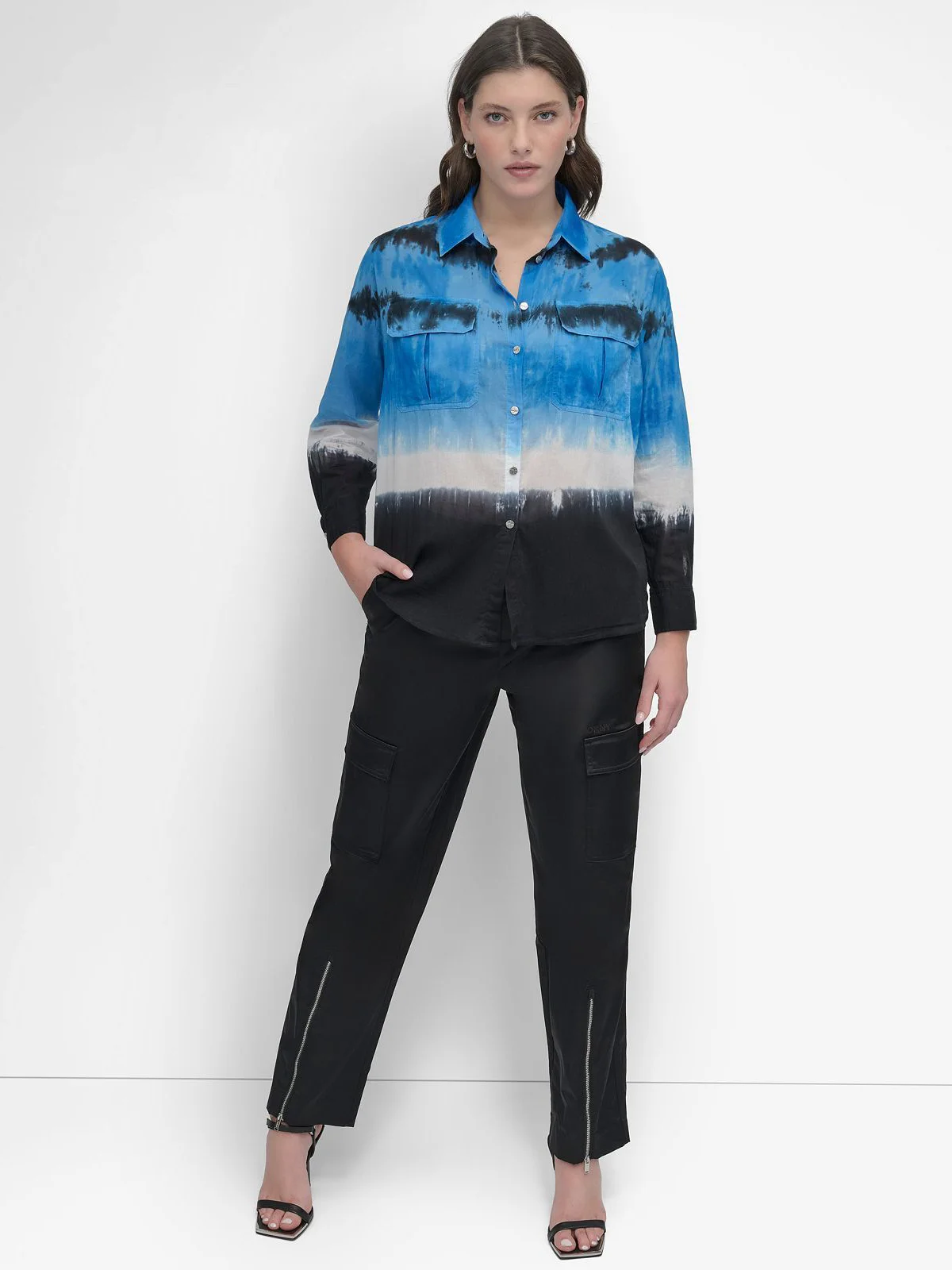 DKNY Áo Sơ Mi Nữ L/S Tie Dye Button D