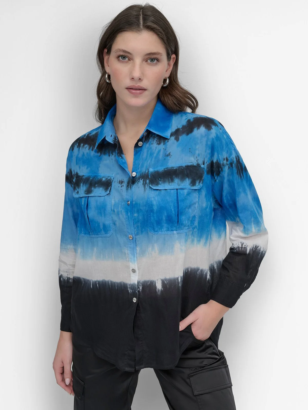 DKNY Áo Sơ Mi Nữ L/S Tie Dye Button D