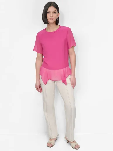 DKNY Áo Kiểu Nữ S/S Handkerchief Mix