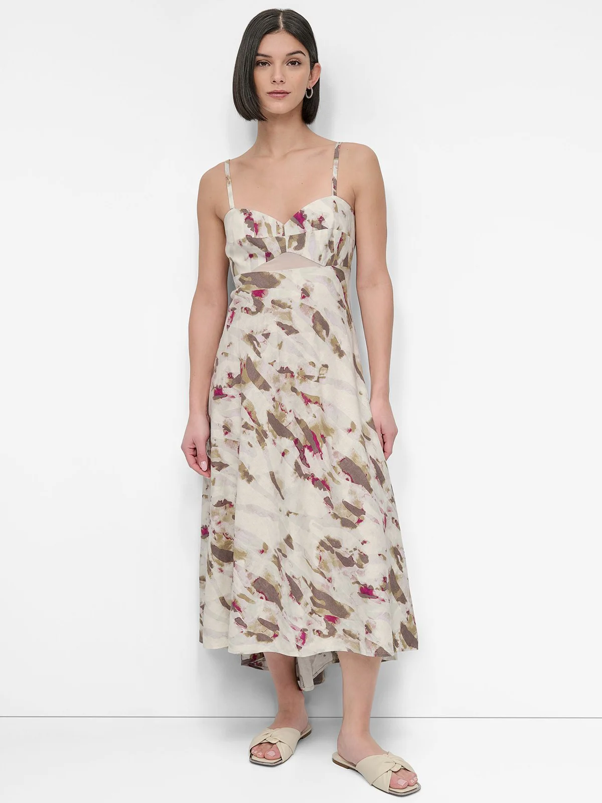 DKNY Đầm Nữ S/L Printed Linen Vi