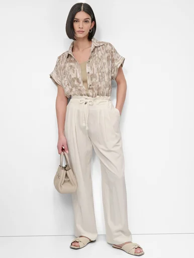 DKNY Quần Dài Nữ Rope Tie Front Wide